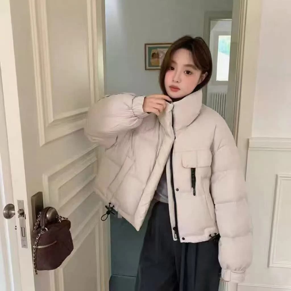 버블 푸 면 의류 여성 짧은 2025 새로운 한국 스타일 스탠드 칼라 미니멀리즘 두꺼운 작은 키 슈퍼 잘 생긴 빵 외투 상세 이미지 3