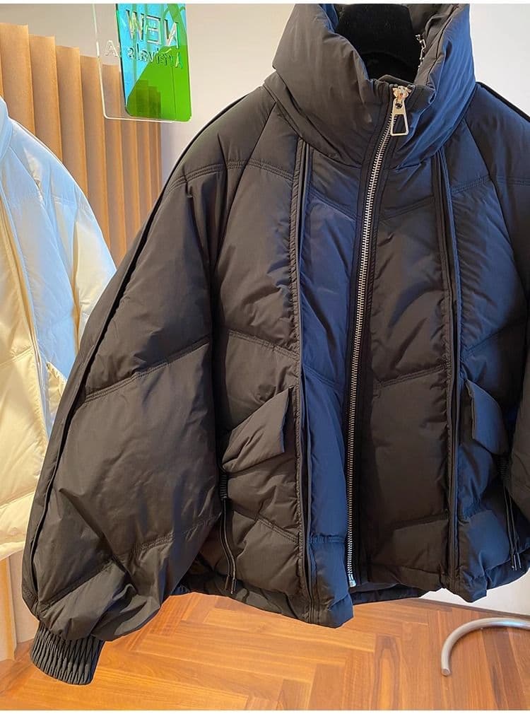 한국 스타일 디자인 센스 작은 대중 루즈핏 캐주얼 스탠드 칼라 아래 면화 의류 여성 가을과 겨울 2026 새로운 면 옷 재킷 트렌디 상세 이미지 9