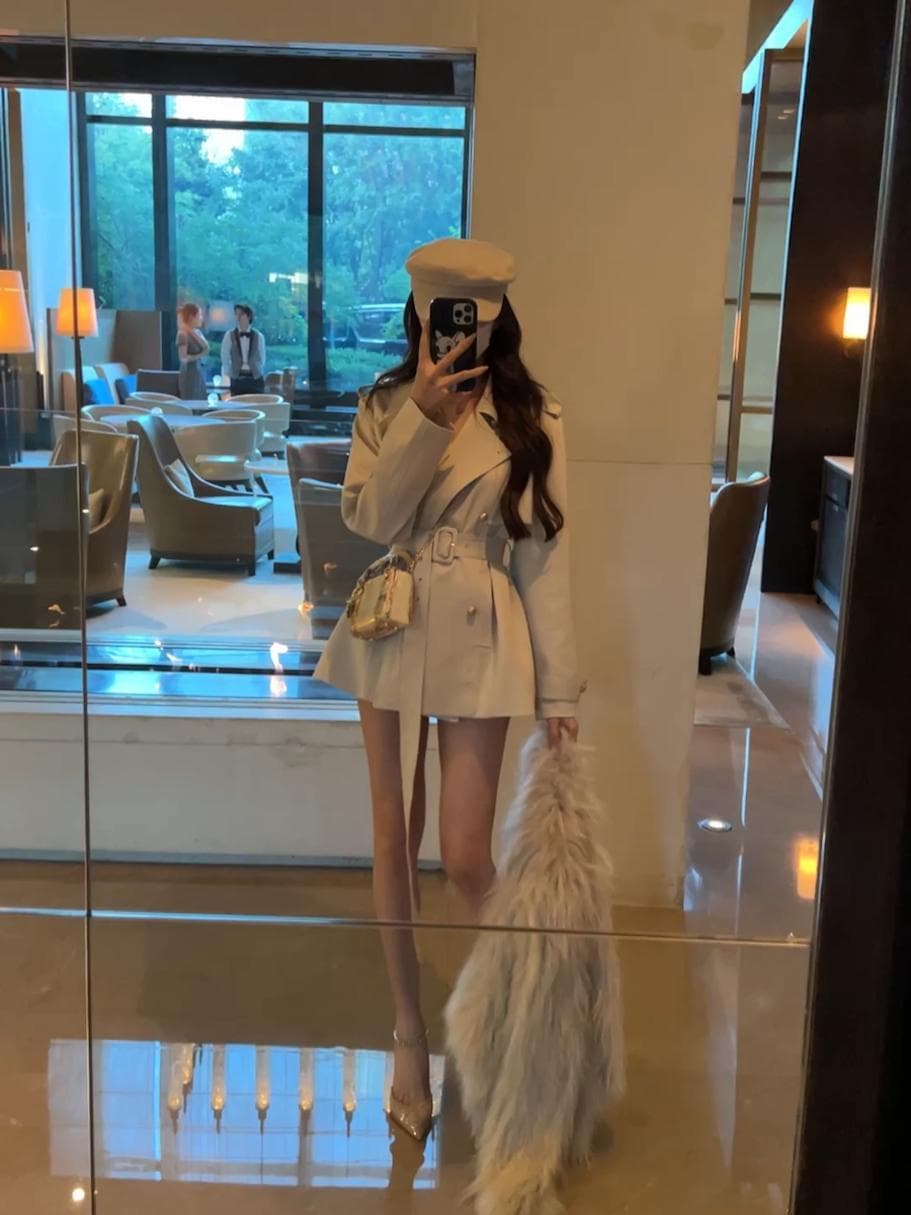 영국식 바람 폴로 칼라 이중 버튼 허리 수축 레이스업 카키 색 바람막이 여성 품격 쇼트 스타일 재킷 상세 이미지 4