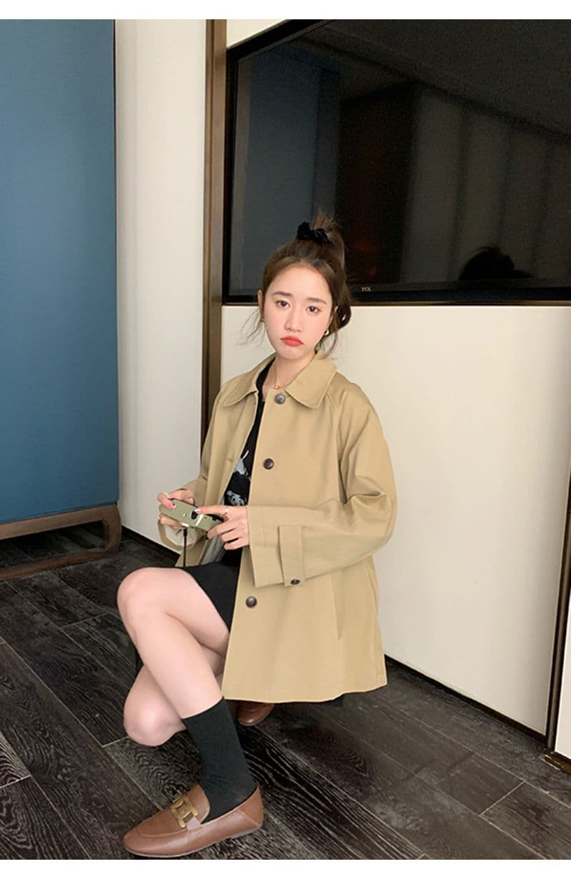 얕은 카키 쇼트 스타일 바람막이 여성 코트 루즈핏 2026 봄 드레스 새로운 한국 스타일 디자인 센스 품격 재킷 맨위 상세 이미지 11