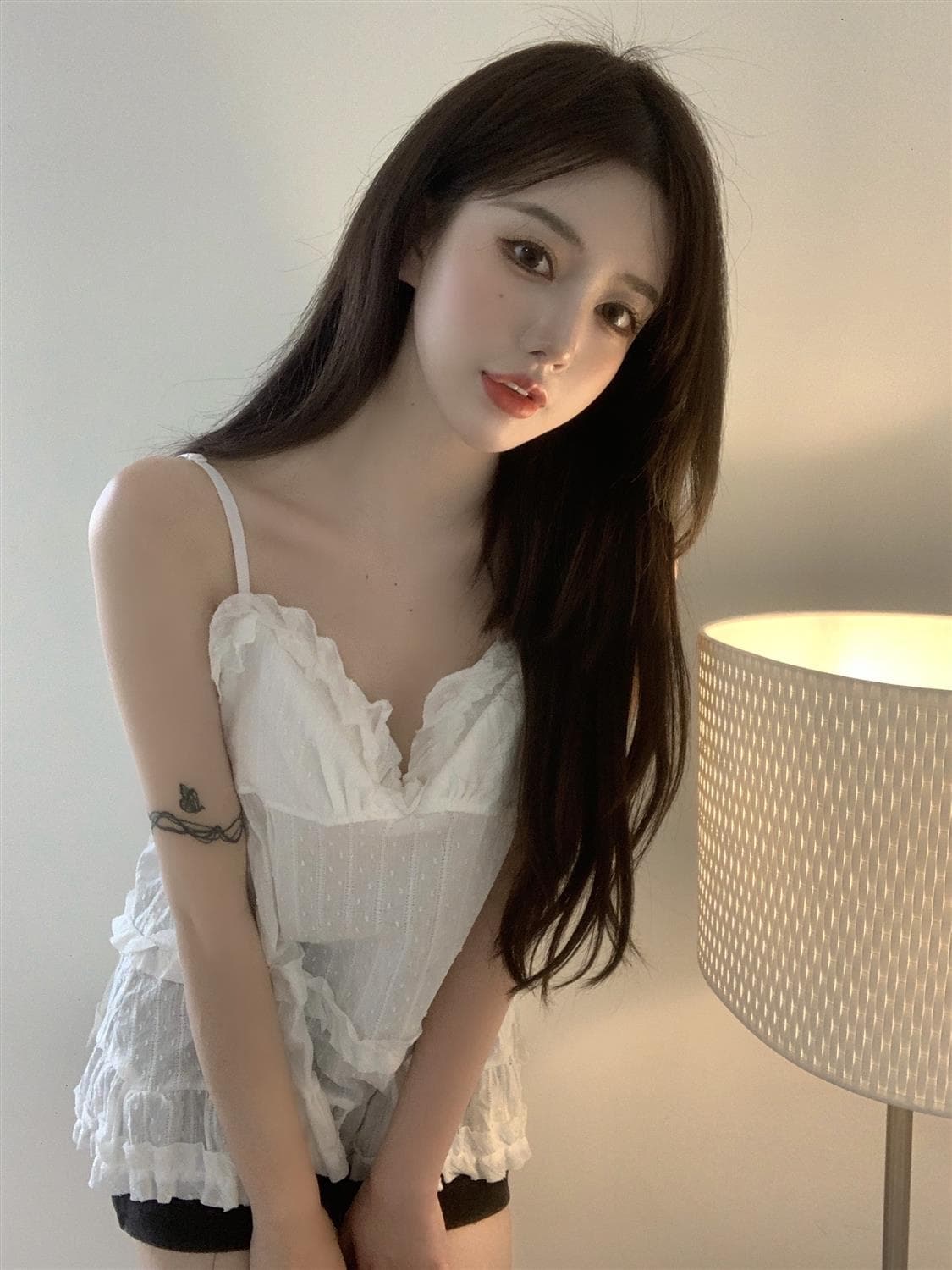 한국 스타일 V넥 순수한 욕망 외출용 패치워크 슬림해 보이는 슬립 상세 이미지 3
