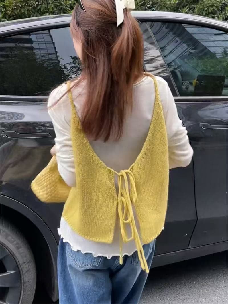 이른 가을 새로운 양면 착용 니트 슬립 조끼 여자 외국 가스 디스플레이 화이트 연령 감소 조끼 스택 착용 맨위 ins 다용도 상세 이미지 6