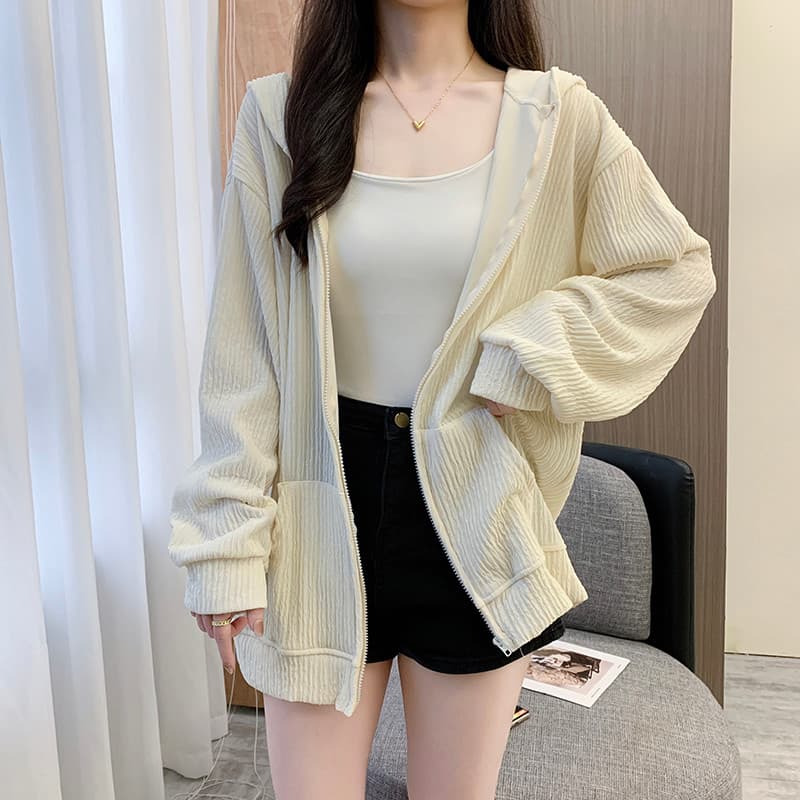 새로운 자외선 차단 의류 여자 여름 국방 자외선 얇은 스타일 오픈 가디건 후드 재킷 루즈핏 후드티 자외선 차단 복 상세 이미지 10