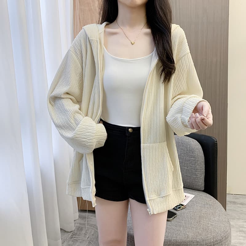 새로운 자외선 차단 의류 여자 여름 국방 자외선 얇은 스타일 오픈 가디건 후드 재킷 루즈핏 후드티 자외선 차단 복 상세 이미지 11