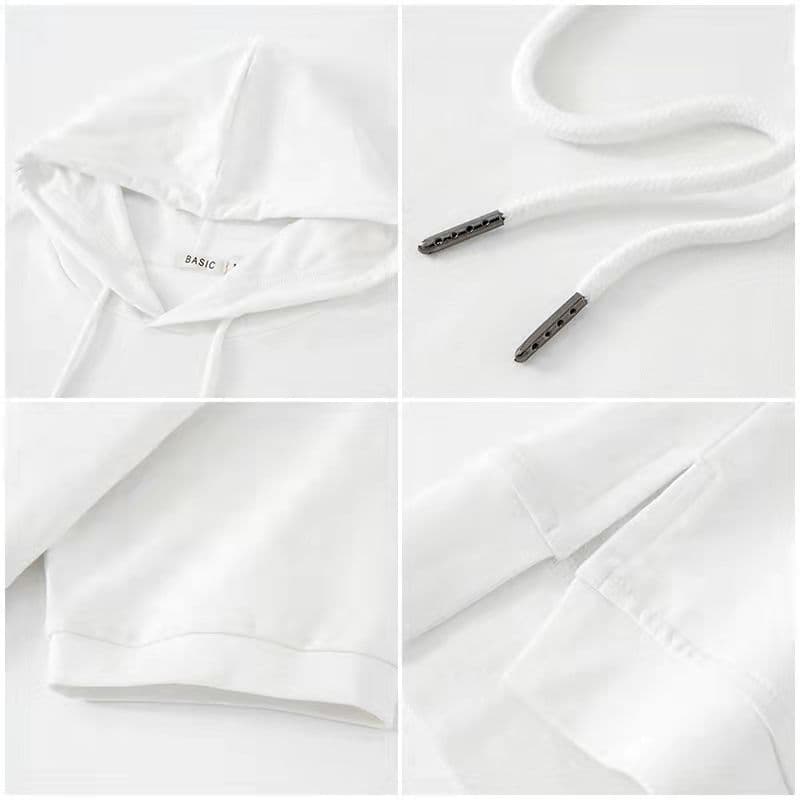 반팔 후드티 여성 루즈핏 단색 2026 새로운 봄 여름 반소매 트임 5 점 소매 후드 티셔츠 맨위 상세 이미지 7