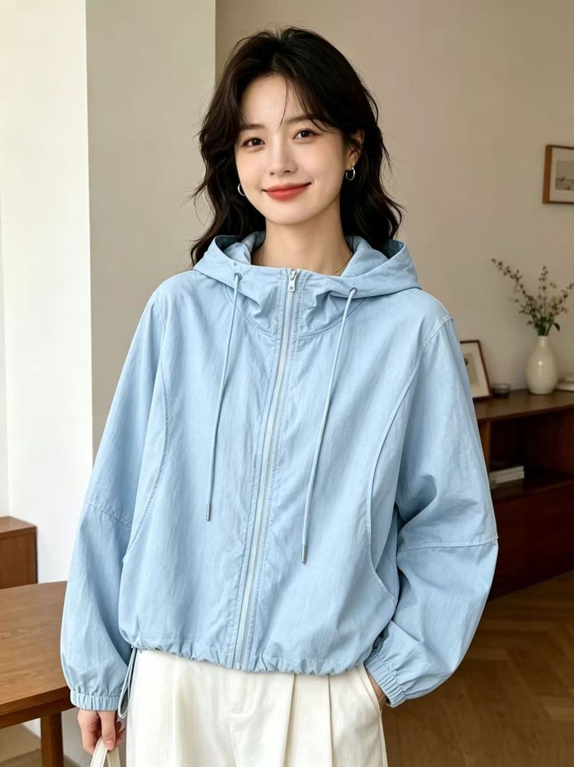 자외선 차단 의류 여성 여름 얇은 스타일 후드 재킷 2026 년 새로운 루즈핏 패션 야외 통기성 다용도 자외선 차단 복 상세 이미지 7