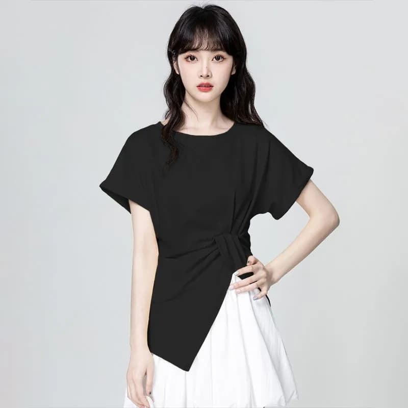 반팔 여자 폭발 2026 새로운 프랑스식 외국 가스 디자인 센스 표지 고기 슬림해 보이는 인터넷 유명인 옷 여성 이미지 3