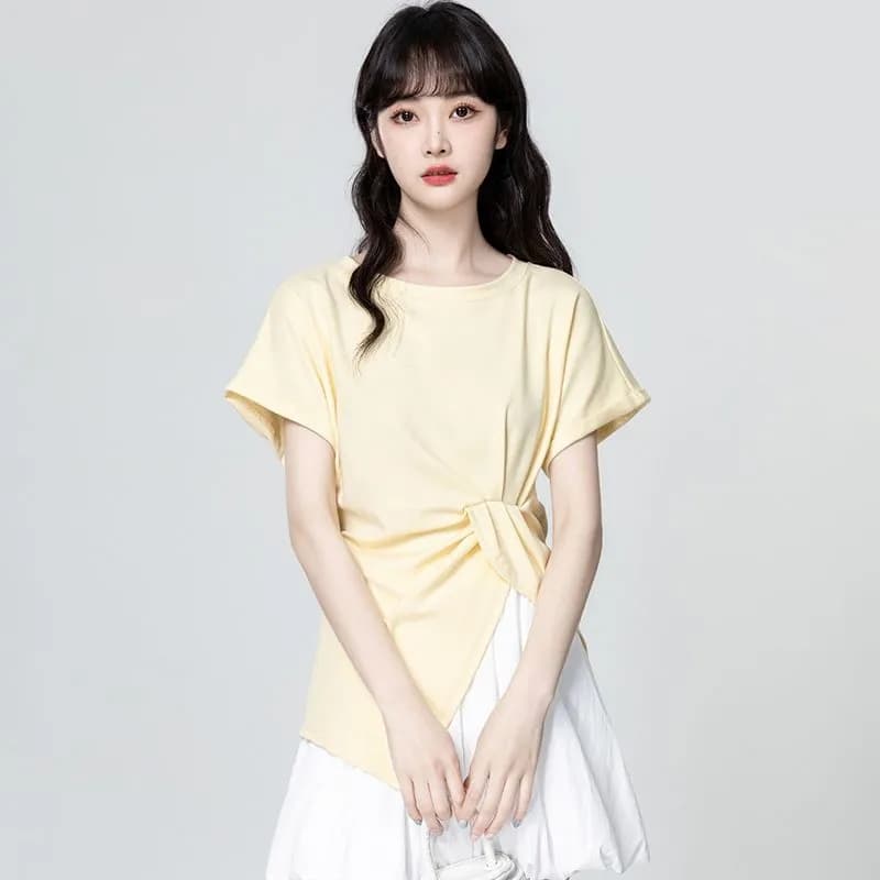 반팔 여자 폭발 2026 새로운 프랑스식 외국 가스 디자인 센스 표지 고기 슬림해 보이는 인터넷 유명인 옷 여성 이미지 4