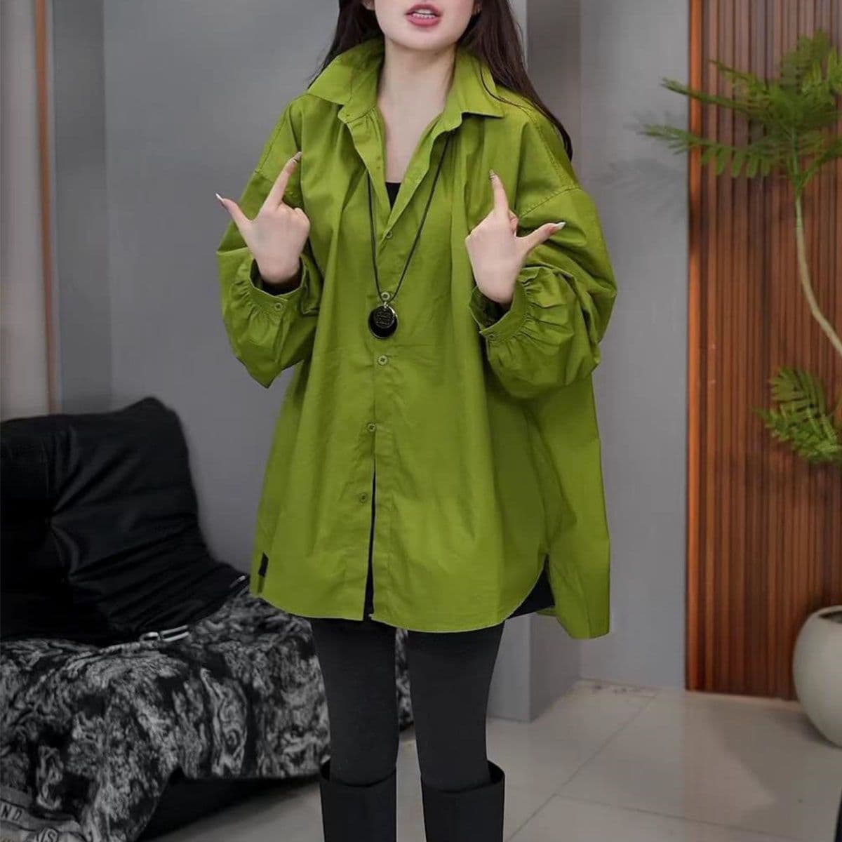 패션 다용도 캐주얼 긴팔 맨위 여성 2026 봄 새로운 품격 루즈핏 표지 고기 슬림해 보이는 중간 길이 상세 이미지 4