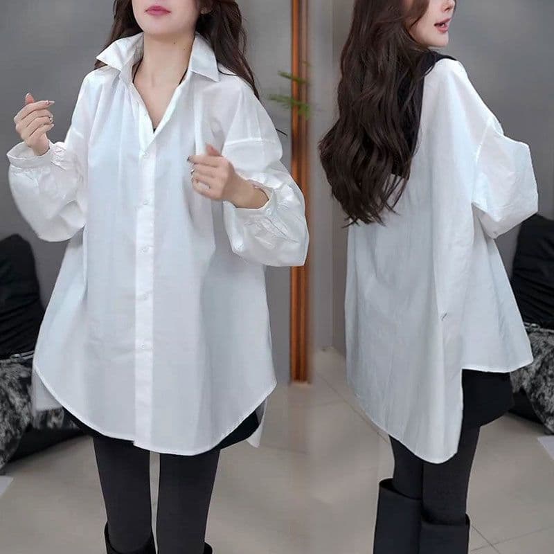 패션 다용도 캐주얼 긴팔 맨위 여성 2026 봄 새로운 품격 루즈핏 표지 고기 슬림해 보이는 중간 길이 상세 이미지 9