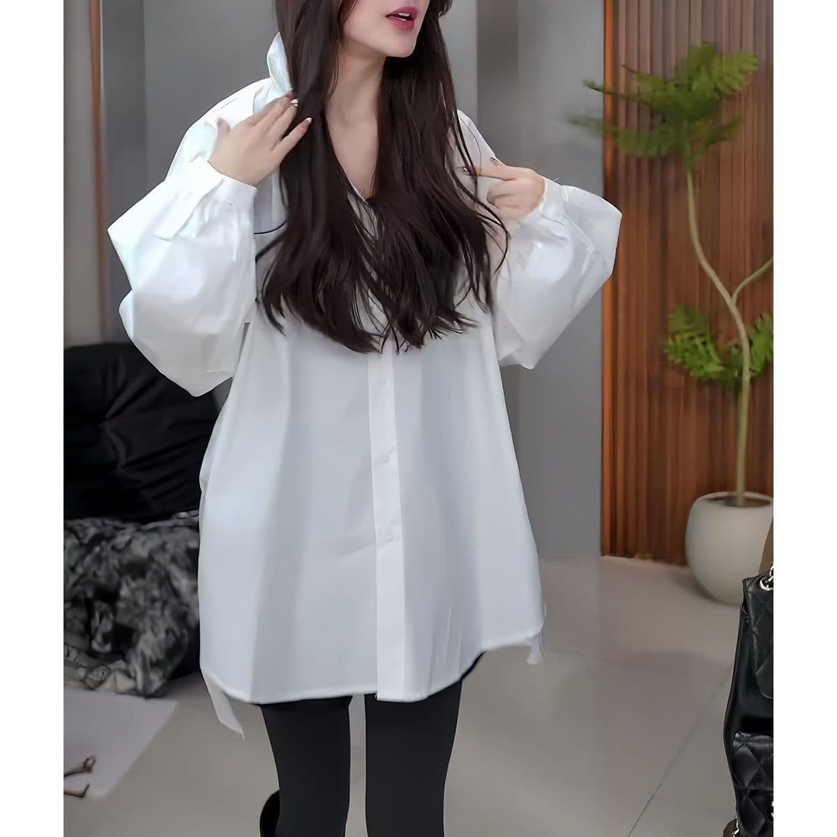패션 다용도 캐주얼 긴팔 맨위 여성 2026 봄 새로운 품격 루즈핏 표지 고기 슬림해 보이는 중간 길이 상세 이미지 10