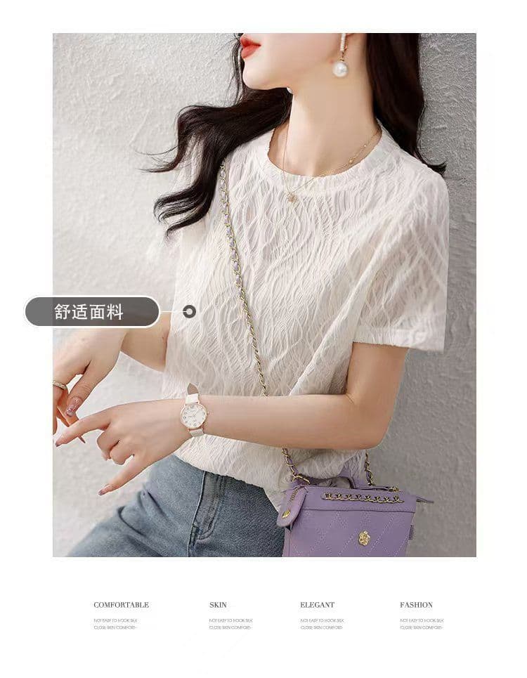 여름 새로운 디자인 센스 작은 대중 다용도 맨위 화이트 품격 여성 표지 고기 달콤함 상세 이미지 9
