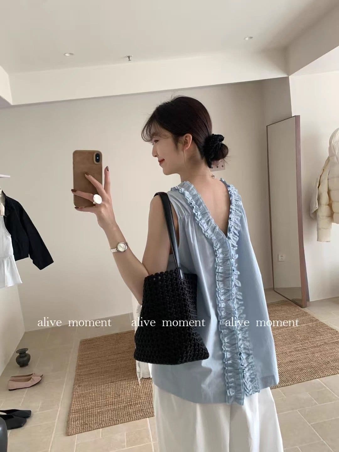 목이버섯 레이스 칼라 조끼 여성 여름 셔츠 고급 전후 둘 착용 작은 대중 디자인 루즈핏 민소매 연령 감소 맨위 상세 이미지 8