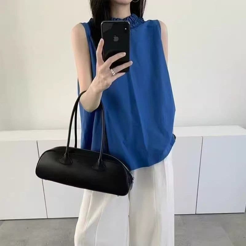 목이버섯 레이스 칼라 조끼 여성 여름 셔츠 고급 전후 둘 착용 작은 대중 디자인 루즈핏 민소매 연령 감소 맨위 상세 이미지 23