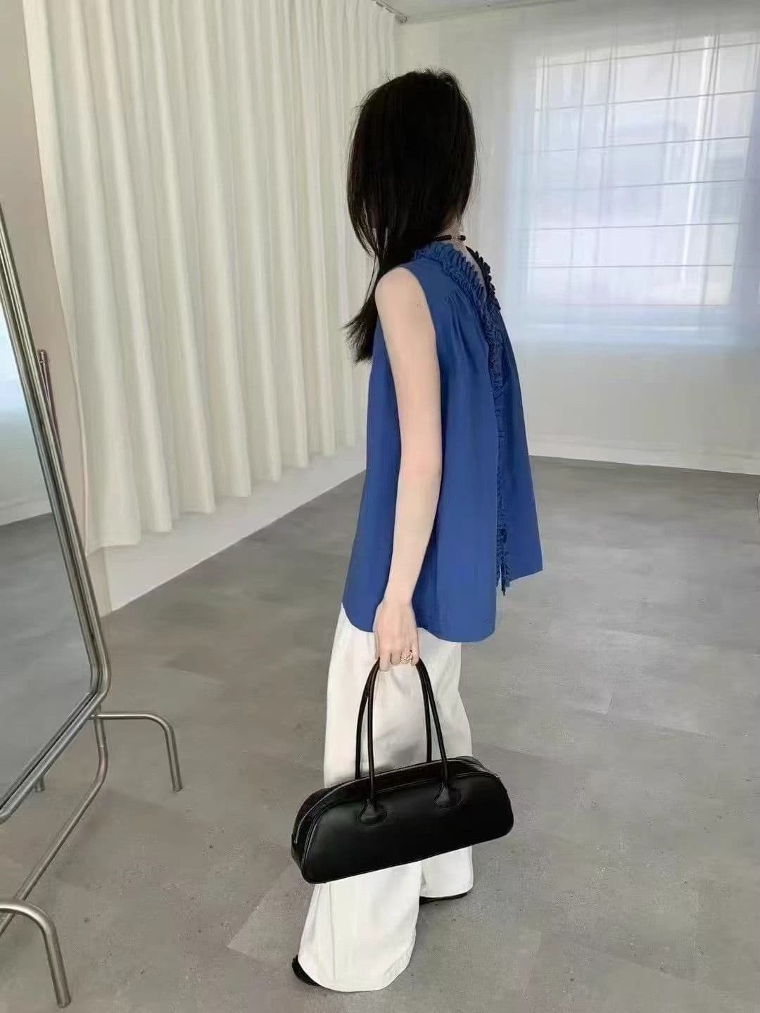 목이버섯 레이스 칼라 조끼 여성 여름 셔츠 고급 전후 둘 착용 작은 대중 디자인 루즈핏 민소매 연령 감소 맨위 상세 이미지 24