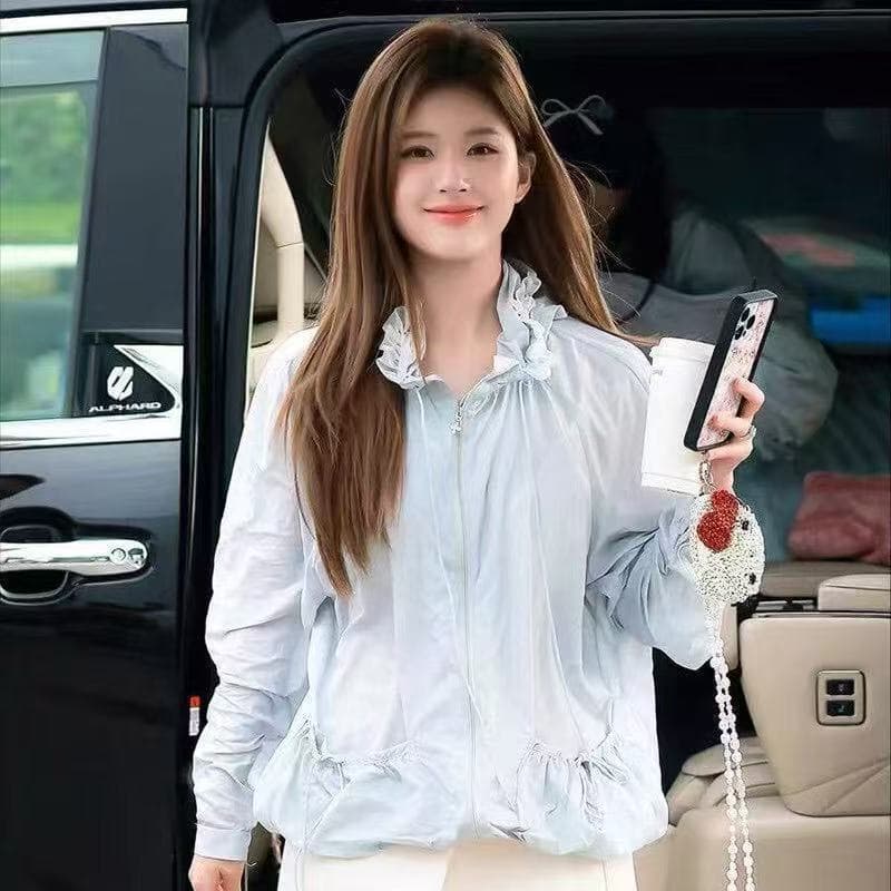 한국 스타일 후드 자외선 차단 여성 코트 2026 여름 새로운 패션 다용도 슬림해 보이는 재킷 맨위 트렌디 상세 이미지 6
