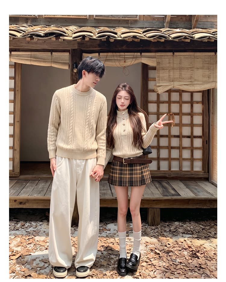실사 커플룩 가을 겨울철 새로운 아름다움 라드. miu 부서 느긋한 바람 분위기 풀오버 긴팔 스웨터 니트 스웨터 상세 이미지 6