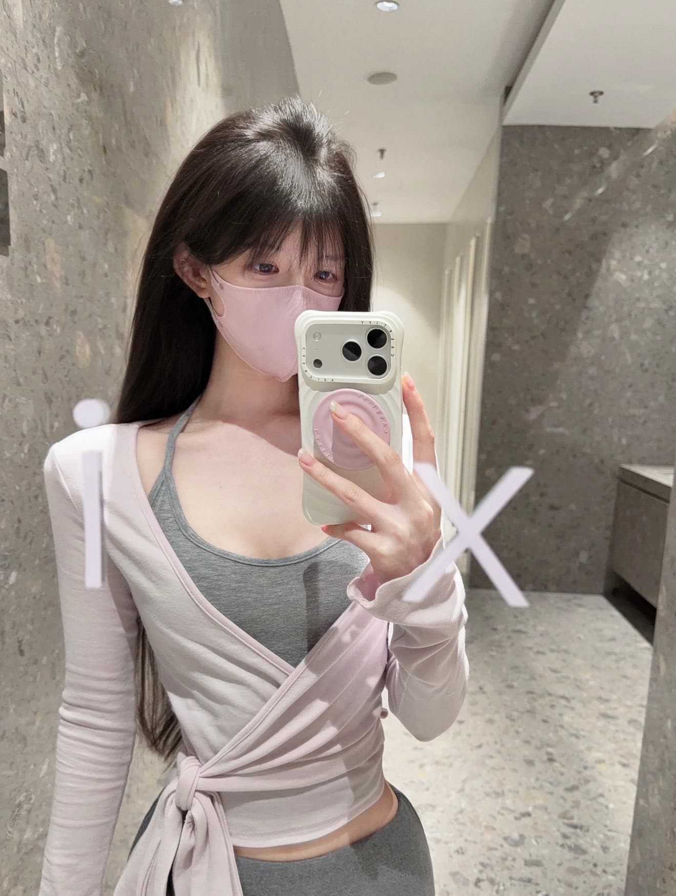 skk store 이슬 생각하기 같은 단락 럭셔리 센스 아세트산 주간 실크 양모 주요 추진력 발레 스트랩 긴팔 티셔츠 세트 상세 이미지 7