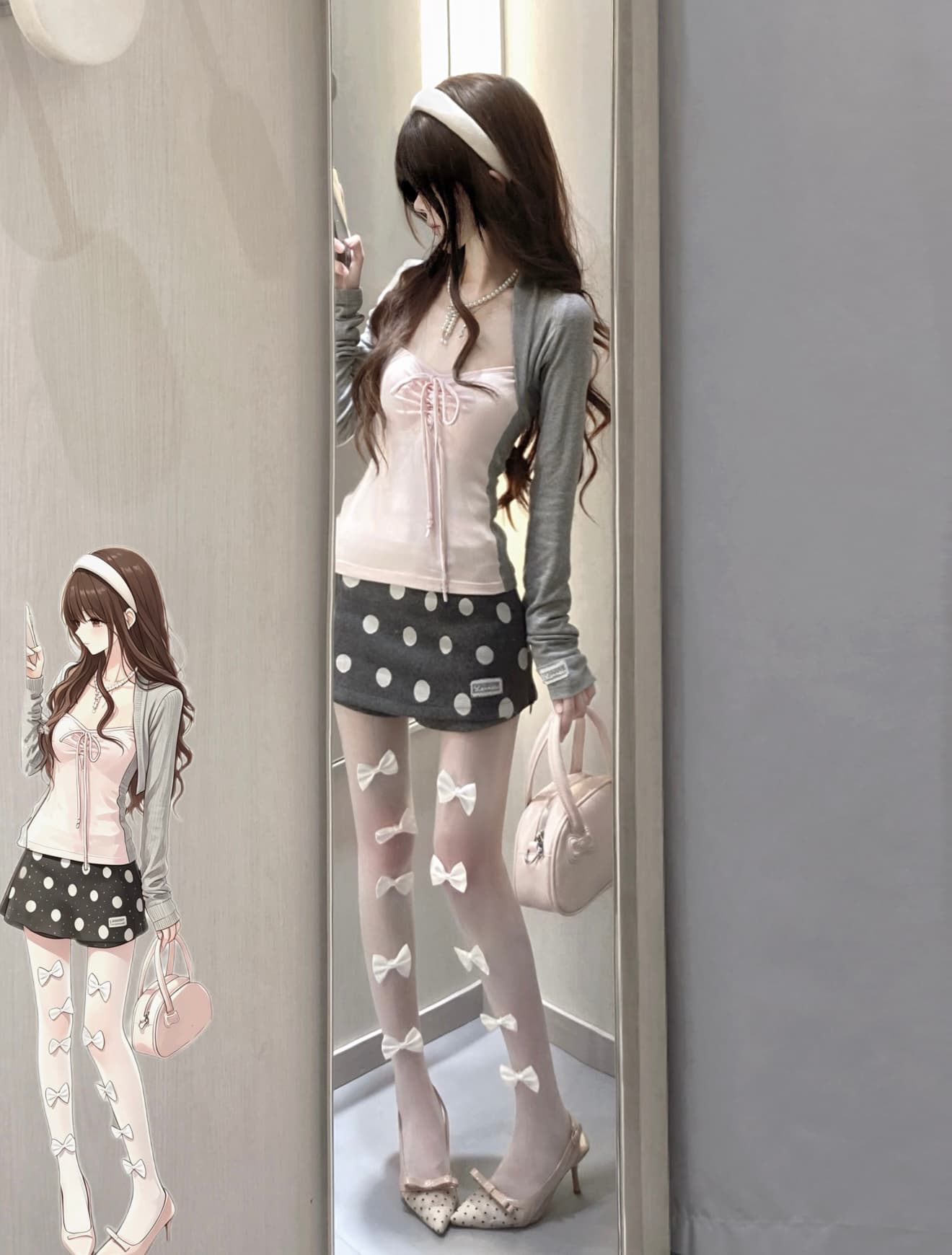lennea 한 부서 소녀 바람 배색 어깨 튜브탑 페이크 레이어드 긴팔 느슨함 센스 티셔츠 몸매 가꾸기 슬림해 보이는 맨위 상세 이미지 7