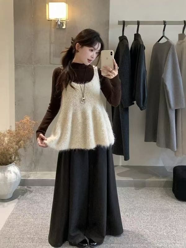 이른 가을 새로운 한 부서 달콤함 귀여운 인형 셔츠 플리스 캐미솔 스택 착용 외부 가져 가라. 작은 셔츠 상세 이미지 3