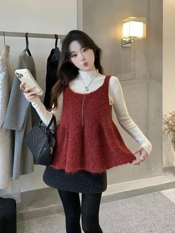 이른 가을 새로운 한 부서 달콤함 귀여운 인형 셔츠 플리스 캐미솔 스택 착용 외부 가져 가라. 작은 셔츠 상세 이미지 4