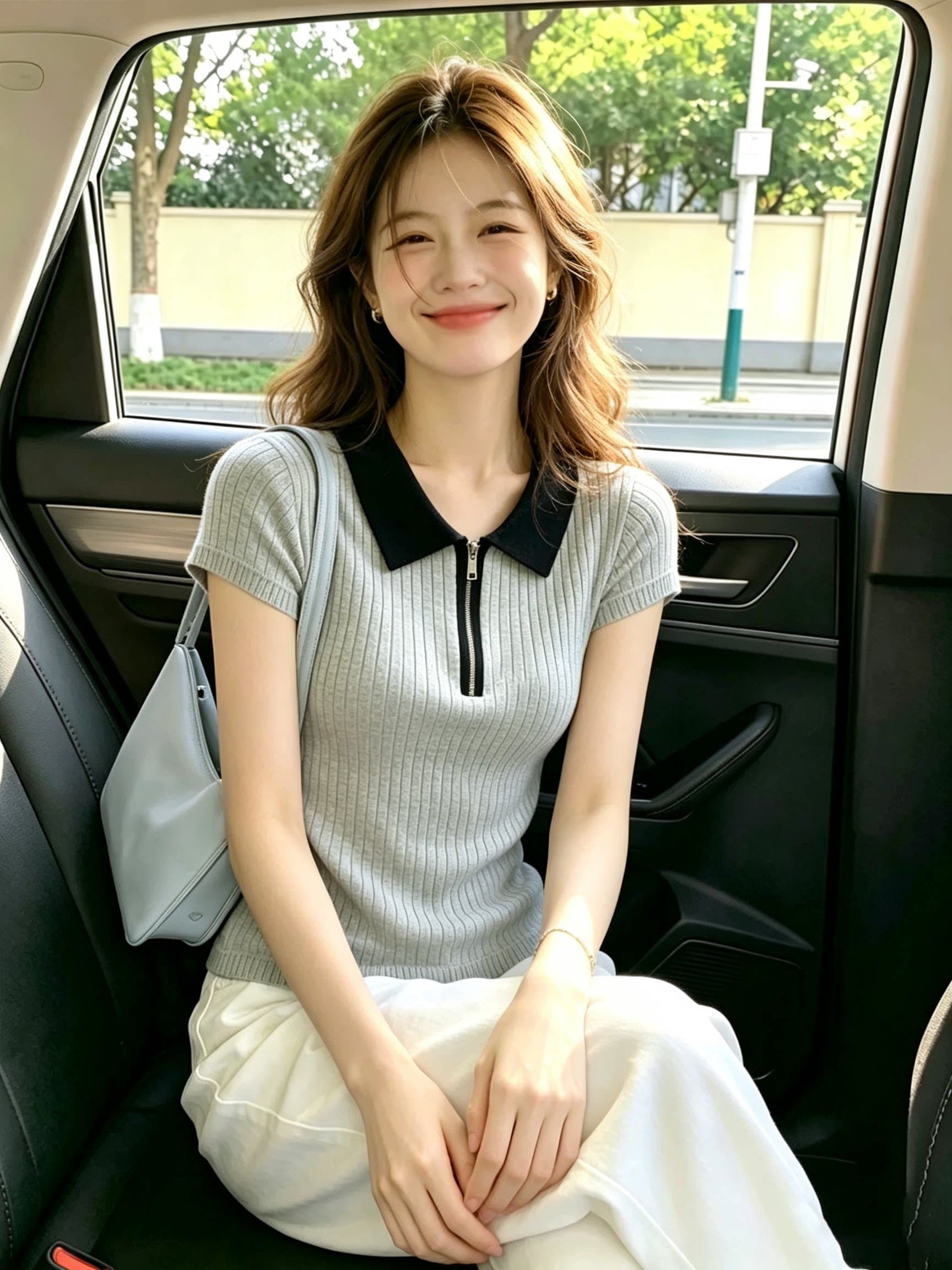 한 부서 회색 폴로 칼라 하프 지퍼 반팔 니트 스웨터 여성 디자인 센스 몸매 가꾸기 슬림해 보이는 다용도 맨위 여름 새로운 상세 이미지 3