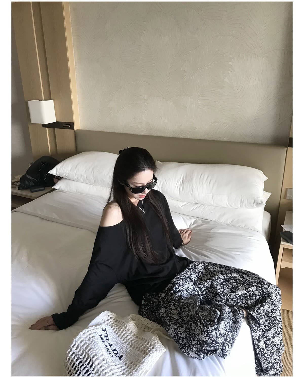 오래된 밖으로 조각 ~ 중 할머니 꽃무늬 바지 흑인과 백인 색상 일치 프린트 익스트림 제인 느슨함 휴가 바람 와이드 레그 팬츠 긴 바지 여성 상세 이미지 18