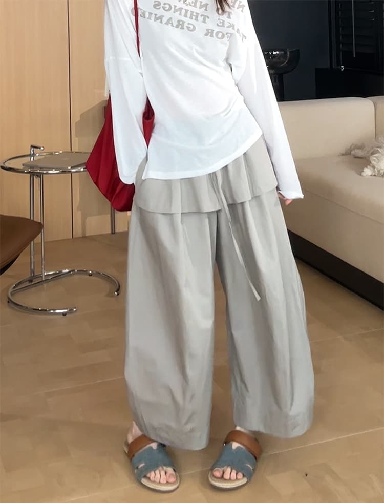 치자 나무 꽃 청 비 도시 느슨함 센스 패션 랩스커트팬츠 풍선 바지 다용도 캐주얼 공기 바지 상세 이미지 27