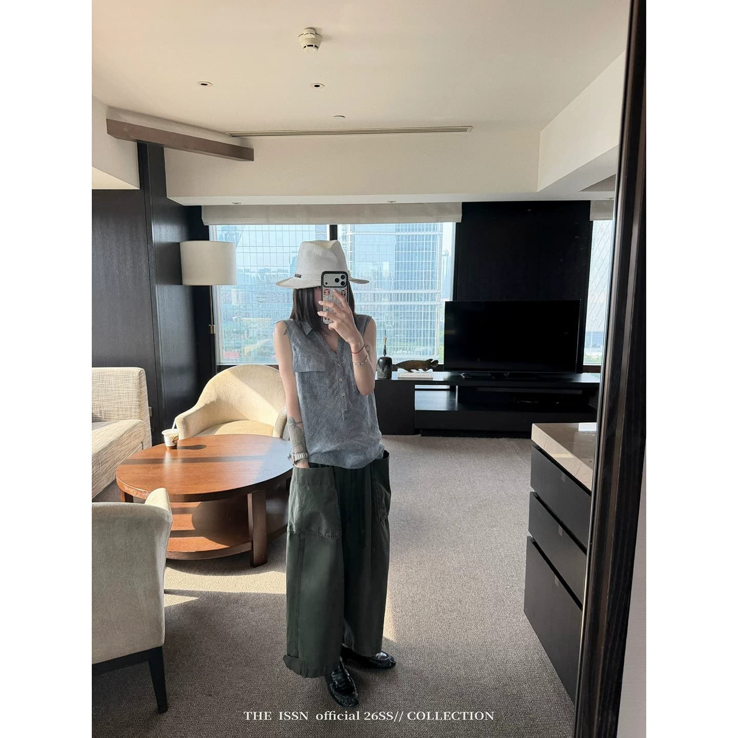 스트레이트 워크웨어 팬츠 여성 여름 느긋한 바람 넓은 다리 루즈핏 다용도 8 점 바지 긴 바지 이미지 5