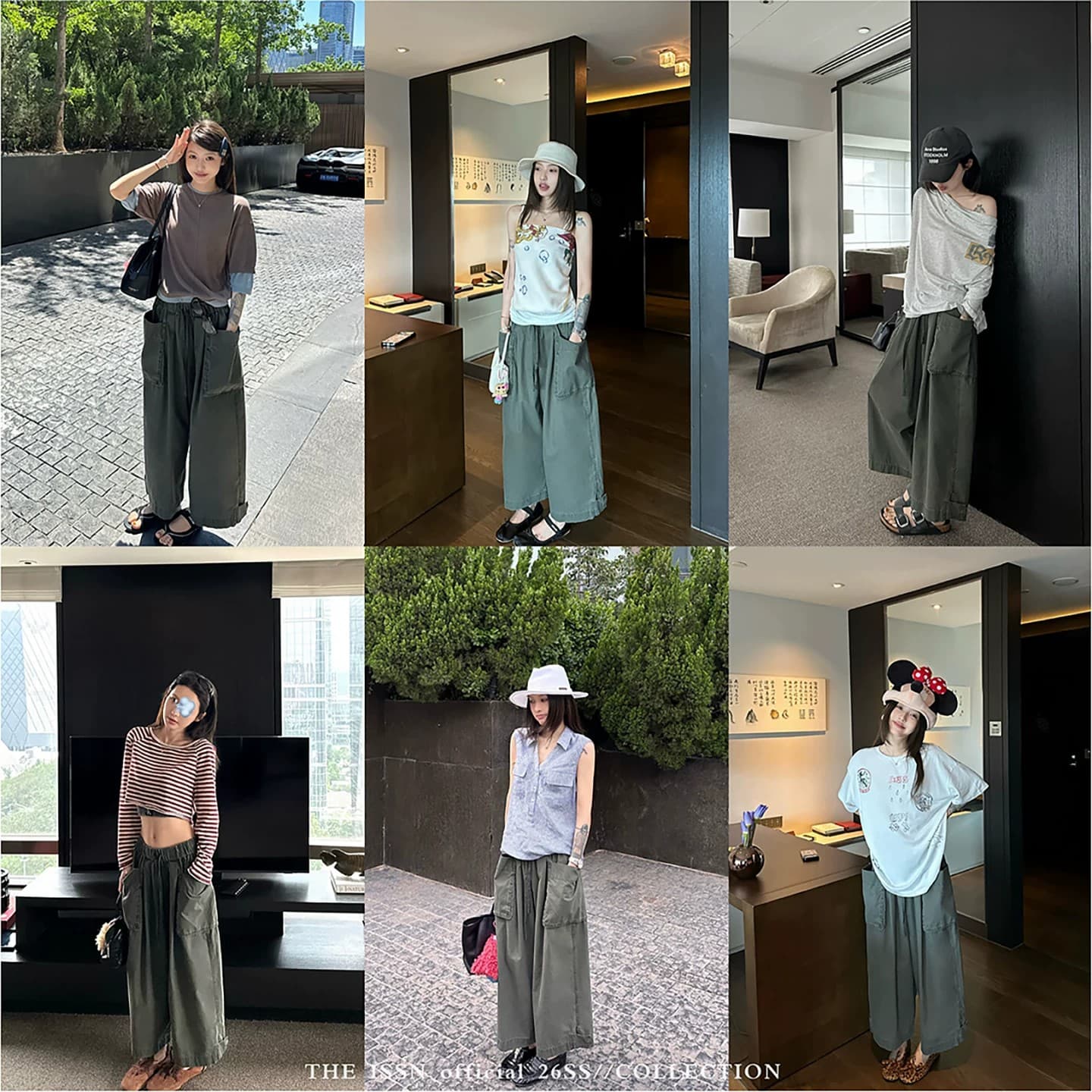 스트레이트 워크웨어 팬츠 여성 여름 느긋한 바람 넓은 다리 루즈핏 다용도 8 점 바지 긴 바지 이미지 2