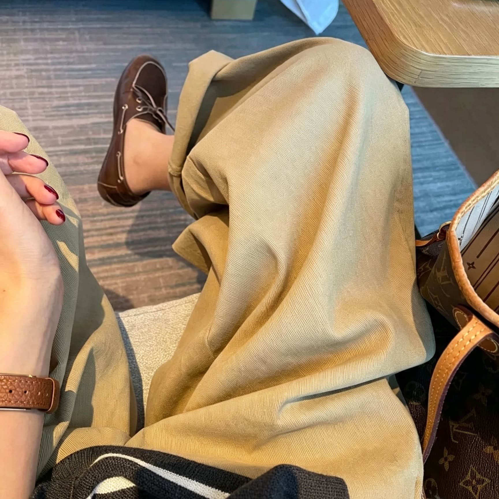 가을 면 마이크로 폭탄 와이드 레그 팬츠 슬림해 보이는 디스플레이 높음 표지 넓적 다리 통기성 카키 출퇴근 수정 다리 종류 긴 바지 이미지 5