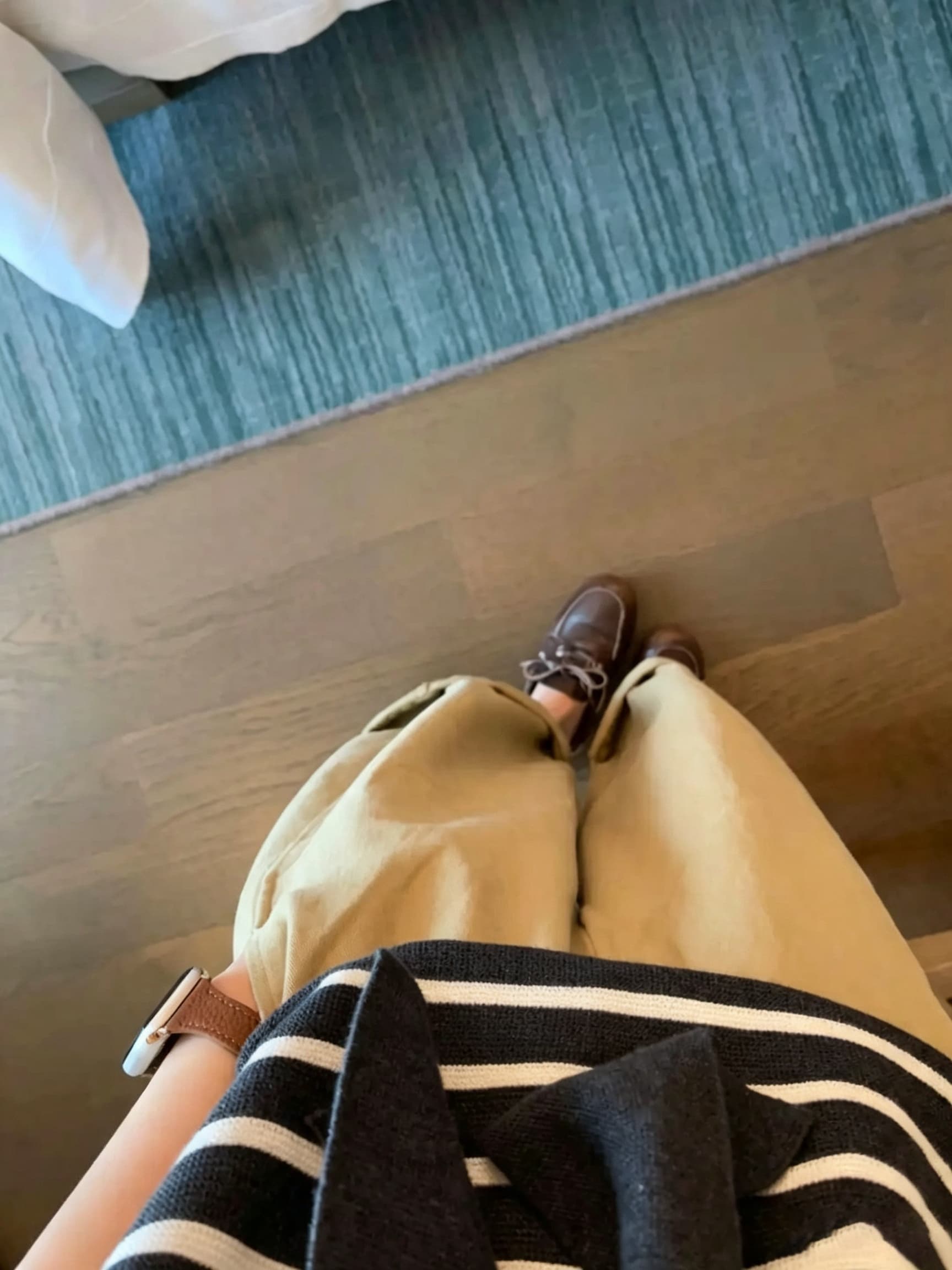 가을 면 마이크로 폭탄 와이드 레그 팬츠 슬림해 보이는 디스플레이 높음 표지 넓적 다리 통기성 카키 출퇴근 수정 다리 종류 긴 바지 상세 이미지 5