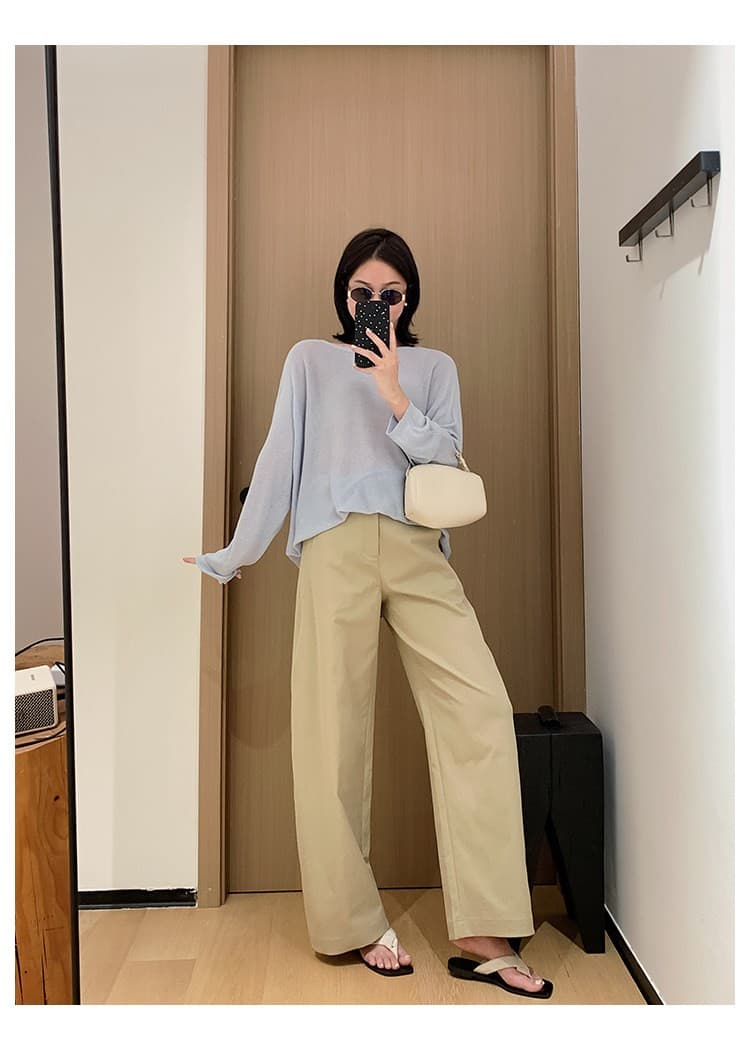 건조한 모통이 칼 바지 저항 주름 고밀도 사선 무늬 기타 조각 분할 자르기 와이드 레그 팬츠 도루 센스 캐주얼 바지 상세 이미지 5