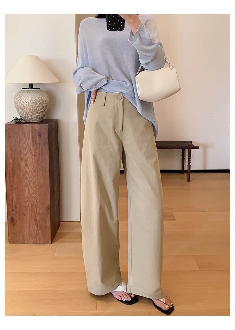 건조한 모통이 칼 바지 저항 주름 고밀도 사선 무늬 기타 조각 분할 자르기 와이드 레그 팬츠 도루 센스 캐주얼 바지 상세 이미지 7