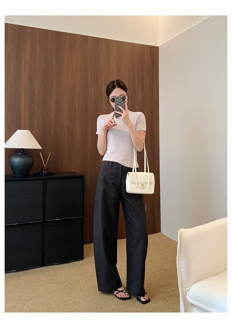 건조한 모통이 칼 바지 저항 주름 고밀도 사선 무늬 기타 조각 분할 자르기 와이드 레그 팬츠 도루 센스 캐주얼 바지 상세 이미지 19