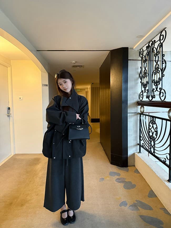 와 성별 세련된 좋은 양모 성분 질감 털 서클 8 점 웨이 바지 상세 이미지 45