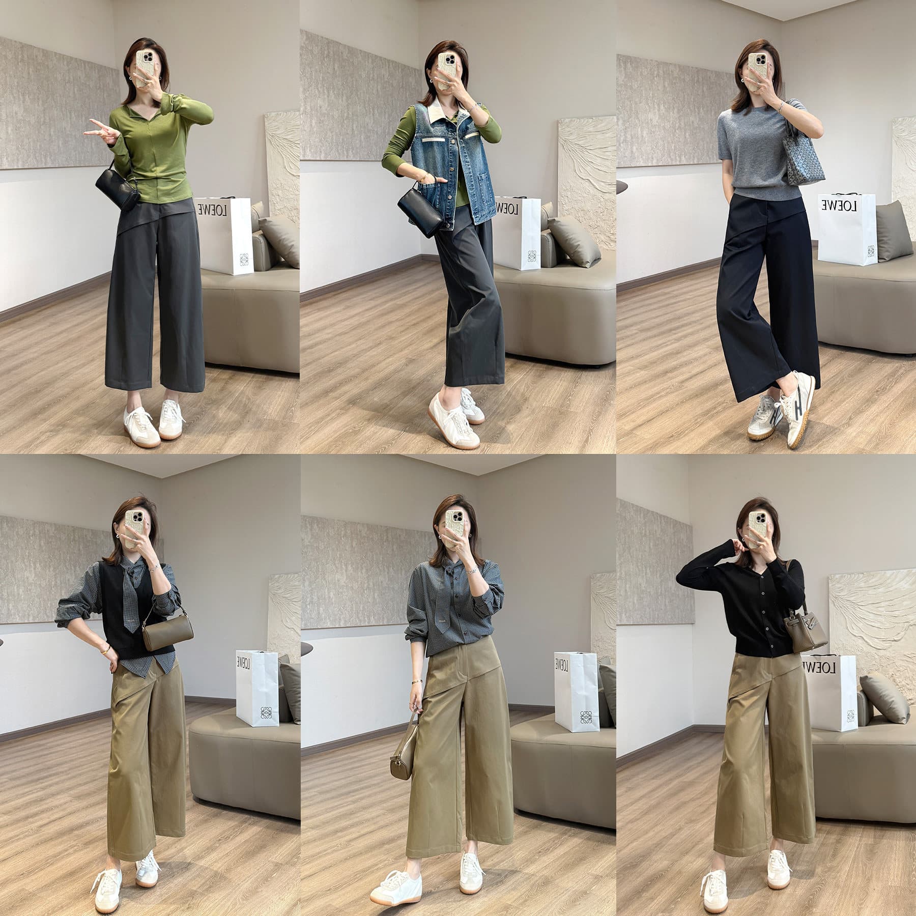 경 사진 디자인 센스 9 분 바지 유리 요산 저항 주름 슈퍼 섬세한 캐주얼 바지 이른 가을 느슨함 할머니 바지 이미지 5