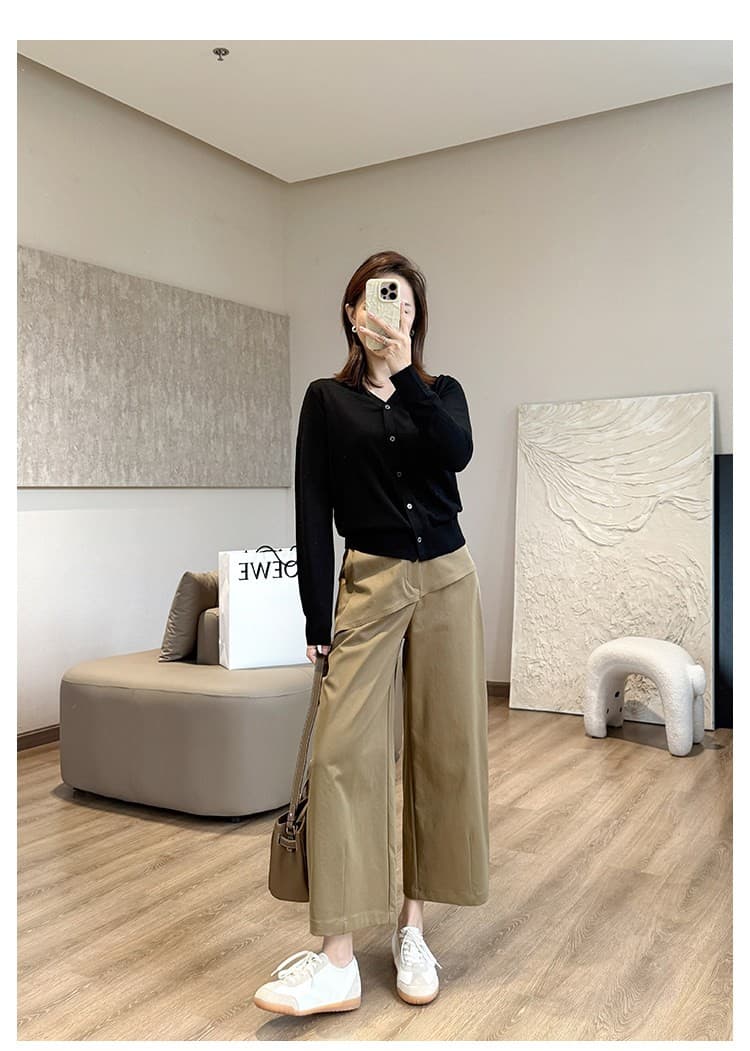 경 사진 디자인 센스 9 분 바지 유리 요산 저항 주름 슈퍼 섬세한 캐주얼 바지 이른 가을 느슨함 할머니 바지 상세 이미지 2