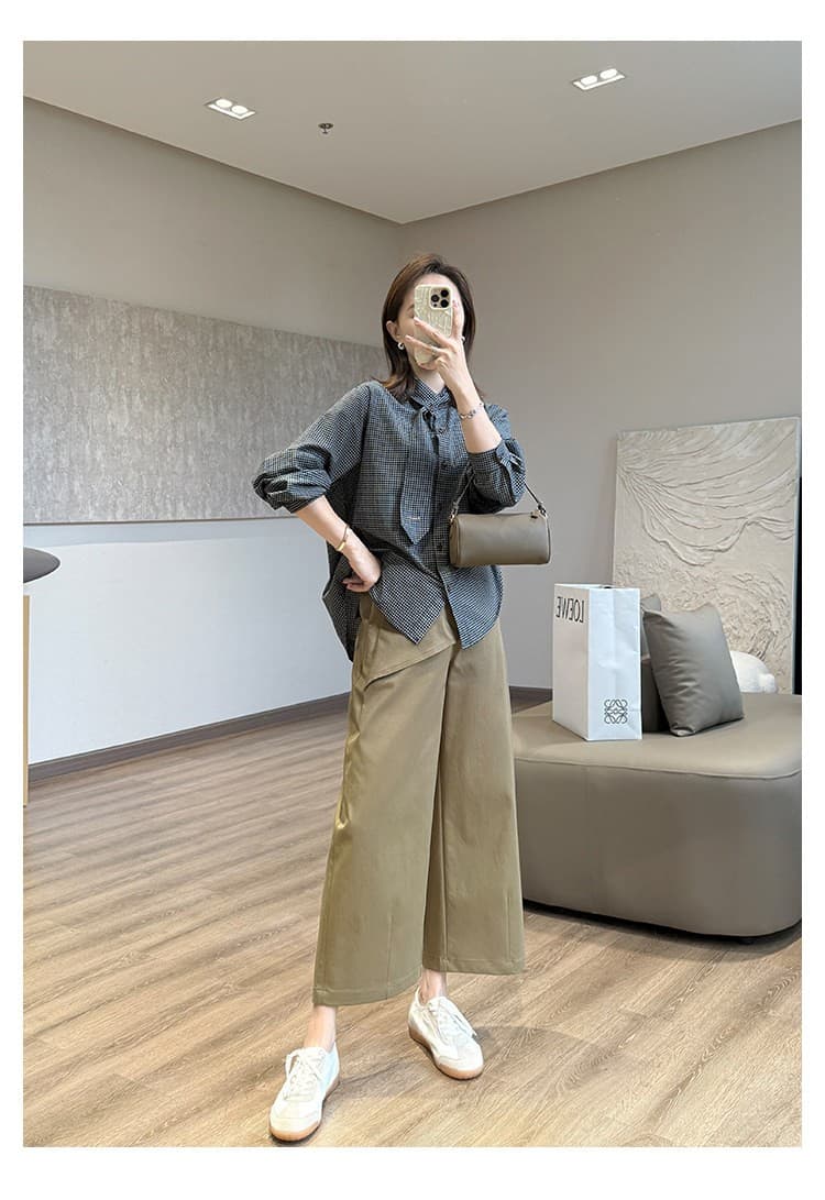 경 사진 디자인 센스 9 분 바지 유리 요산 저항 주름 슈퍼 섬세한 캐주얼 바지 이른 가을 느슨함 할머니 바지 상세 이미지 4