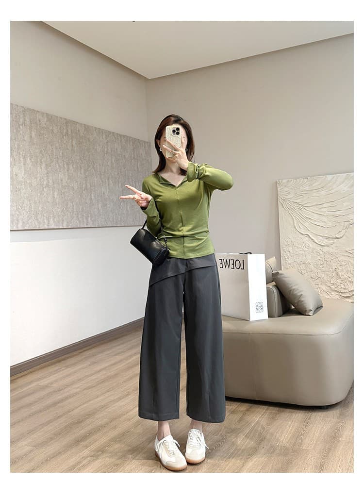 경 사진 디자인 센스 9 분 바지 유리 요산 저항 주름 슈퍼 섬세한 캐주얼 바지 이른 가을 느슨함 할머니 바지 상세 이미지 5