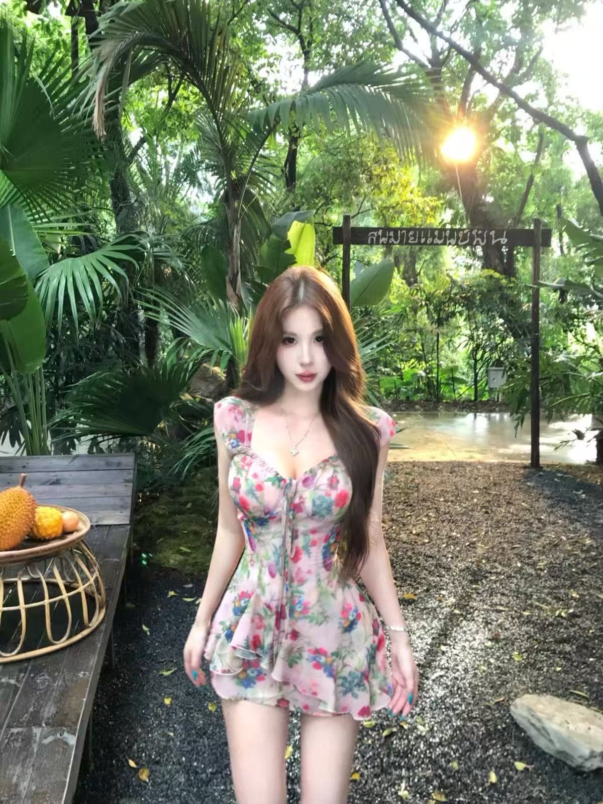 暮 비 꽃 추안 프랑스식 달콤한 스타일 꽃무늬 여성 드레스 여름 허리 수축 레트로 미니 스커트 이미지 3