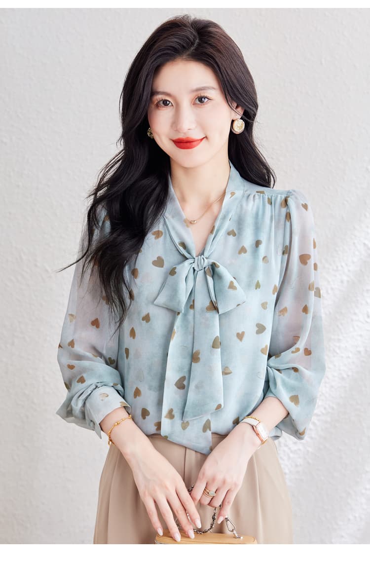 실사 레이스업 꽃무늬 숙녀 슬림해 보이는 긴팔 맨위 2026 봄 새로운 패션 다용도 출퇴근 품격 여성 셔츠 상세 이미지 25