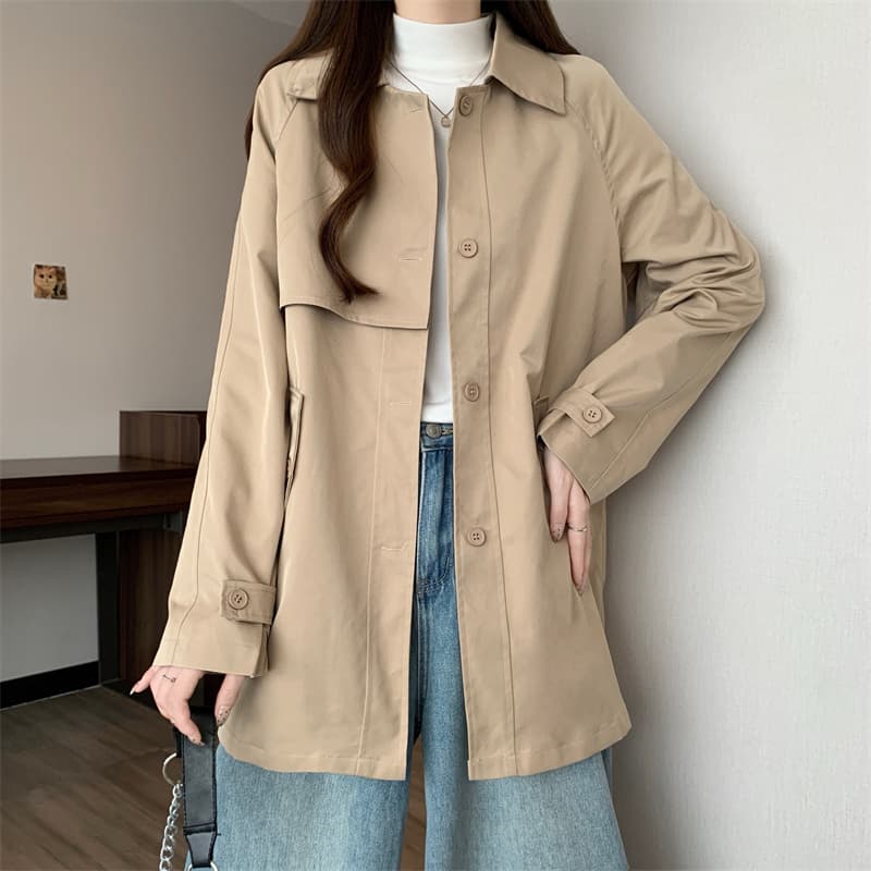실사 빅 사이즈 가을 새로운 패션 다용도 폴로 칼라 싱글 줄 버튼 긴팔 재킷 재킷 슬림해 보이는 여성 상세 이미지 9