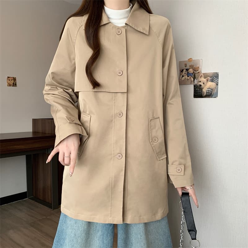 실사 빅 사이즈 가을 새로운 패션 다용도 폴로 칼라 싱글 줄 버튼 긴팔 재킷 재킷 슬림해 보이는 여성 상세 이미지 10