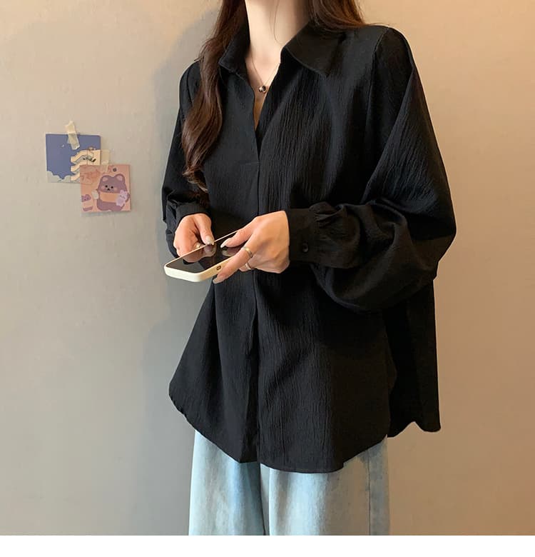 빅 사이즈 여성 의류 표지 배 맨위 여성 가을 의상 루즈핏 연령 감소 슬림해 보이는 통통한 여동생 mm 외국 가스 연령 감소 V 넥 셔츠 트렌디 상세 이미지 18
