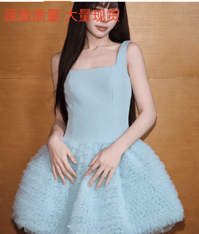 avenement 망사 조끼 케이크 드레스 품격 광장 칼라 민소매 드레스 퍼프 스커트 치마 아이들 봄 여름