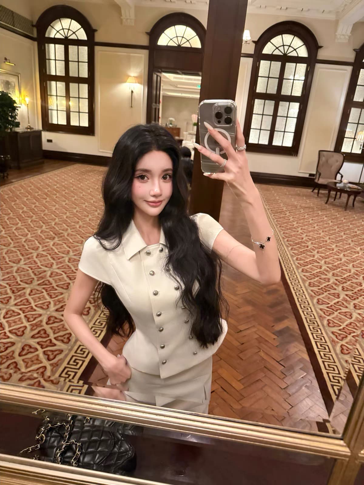 barbchill 나폴레옹 스타일 세트 더블 행 금속 버클 셔츠 맨위 불규칙 비스듬한 자르다 반신 스커트 이미지 2