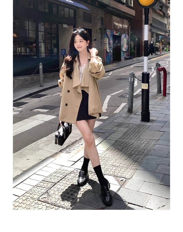 여름 시 라이 경기 서울 주간 실크 코튼 배색 버클 흔들다 칼라 맨위 여성 가을 프로필 모양 수 있습니다. 조정 버클 袢 재킷 재킷 상세 이미지 4