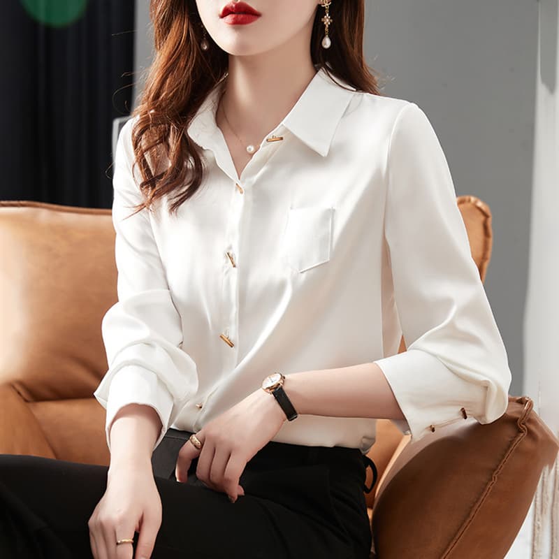 봄 가을 새로운 2026 한국 스타일 다용도 몸매 가꾸기 품격 출퇴근 품격 기초 섹션 긴팔 셔츠 여성 셔츠