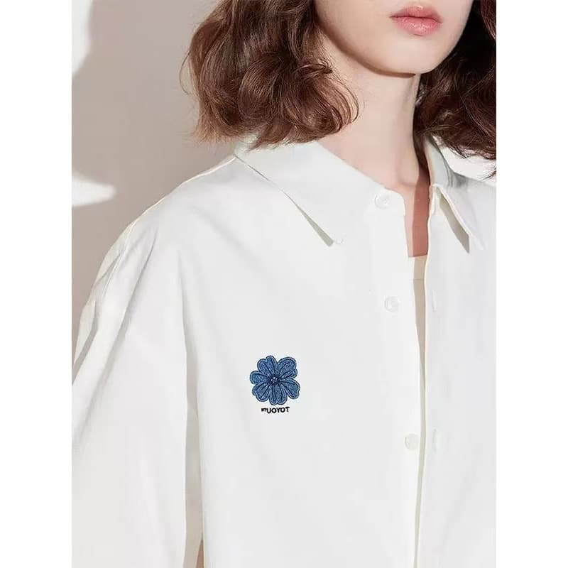 폴로 칼라 화이트 여성 셔츠 2026 봄 가을 새로운 얇은 맨위 캐주얼 출퇴근 다용도 만나는 셔츠 상세 이미지 12
